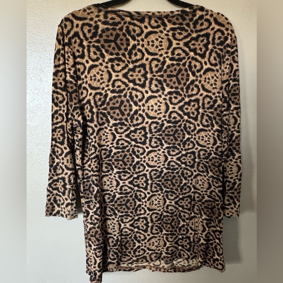 GUC Lynn Ritchie Leopard Print Top - Women’s Quarter Sleeve Tshirt L/ Fits XL - Picture 3 of 7